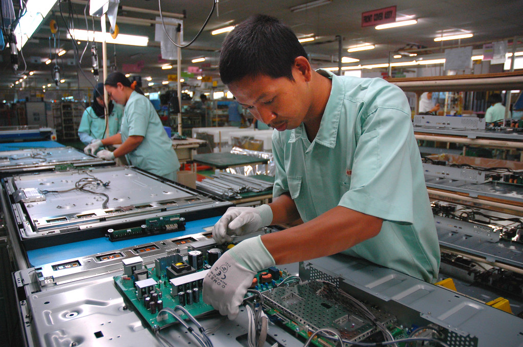 Workers in a factory for lease